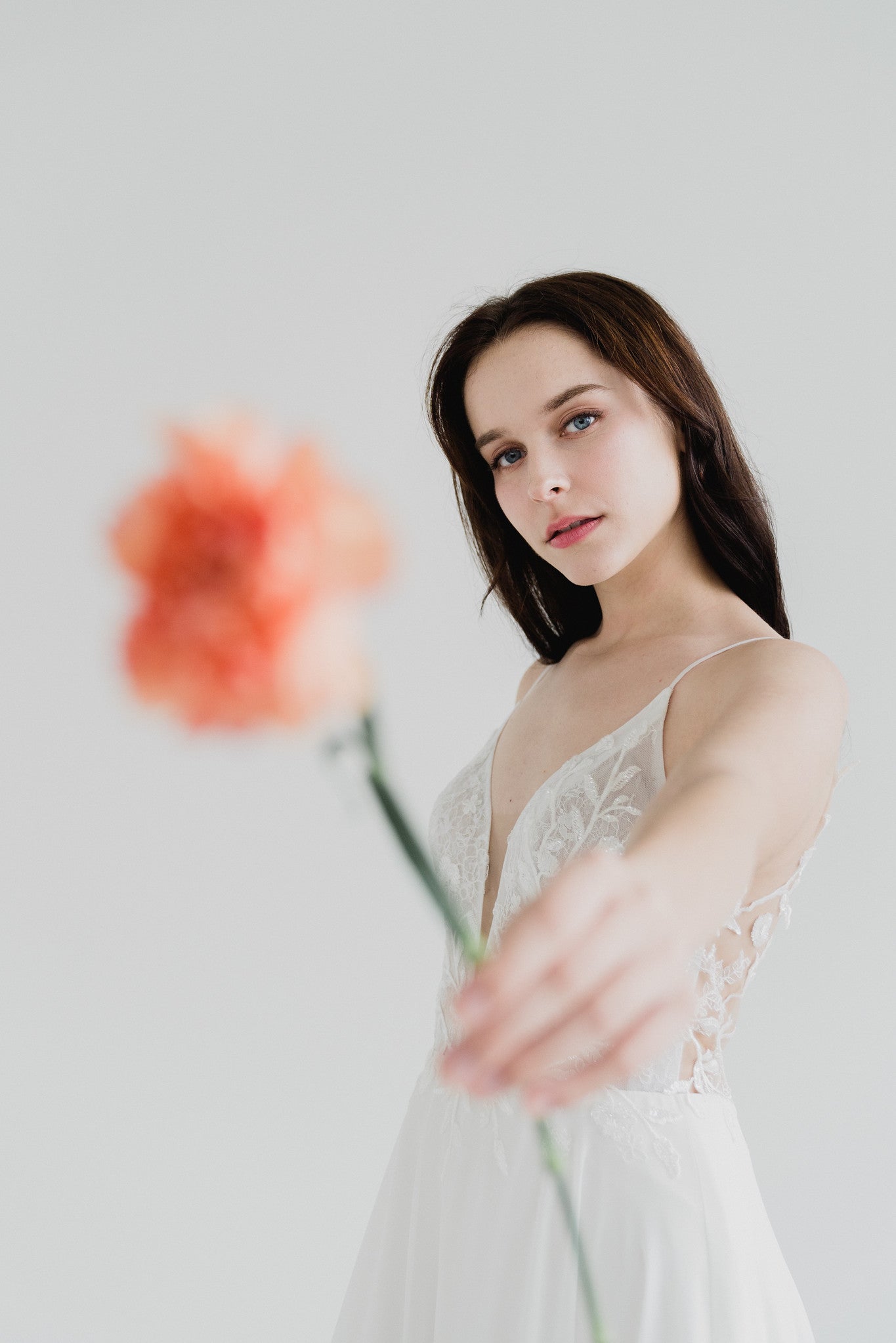Aveline bridal gown featuring an airy A-line silhouette