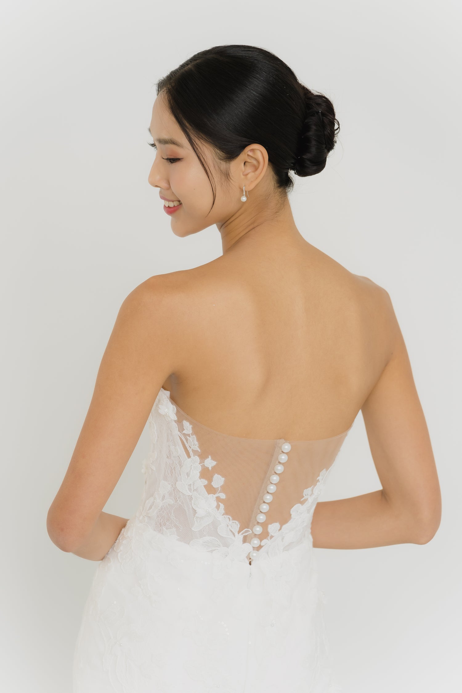 Chevonne wedding dress back view with elegant full lace detailing