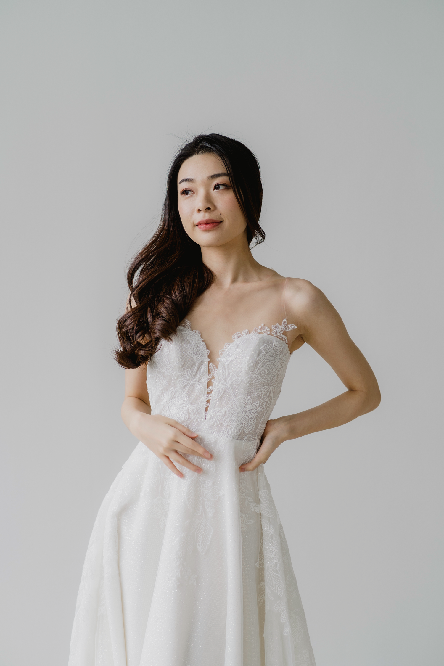 Fiona wedding dress featuring glitter tulle and an A-line silhouette