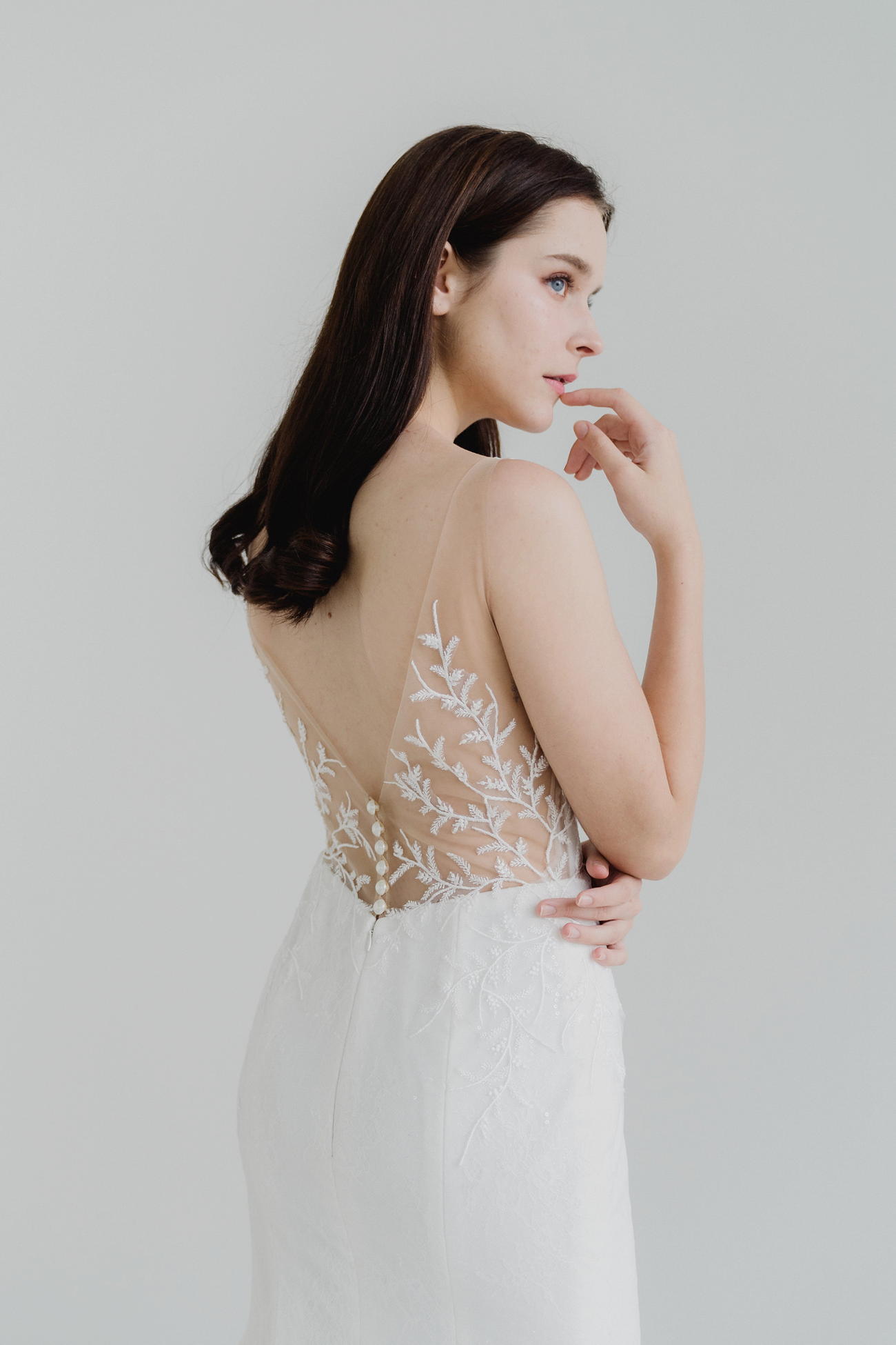 Franca wedding dress back view with intricate lace detailing