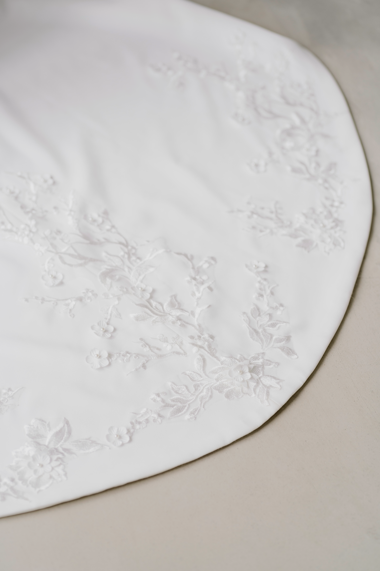 Glenna wedding dress featuring a smooth crepe train