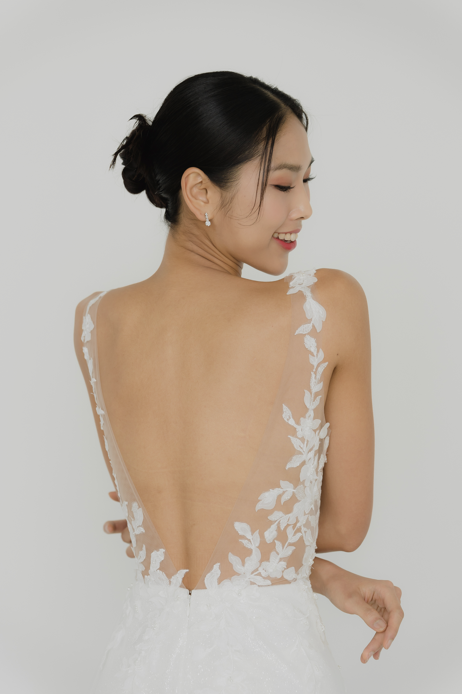 Jenica wedding dress back view with an elegant low-back detail