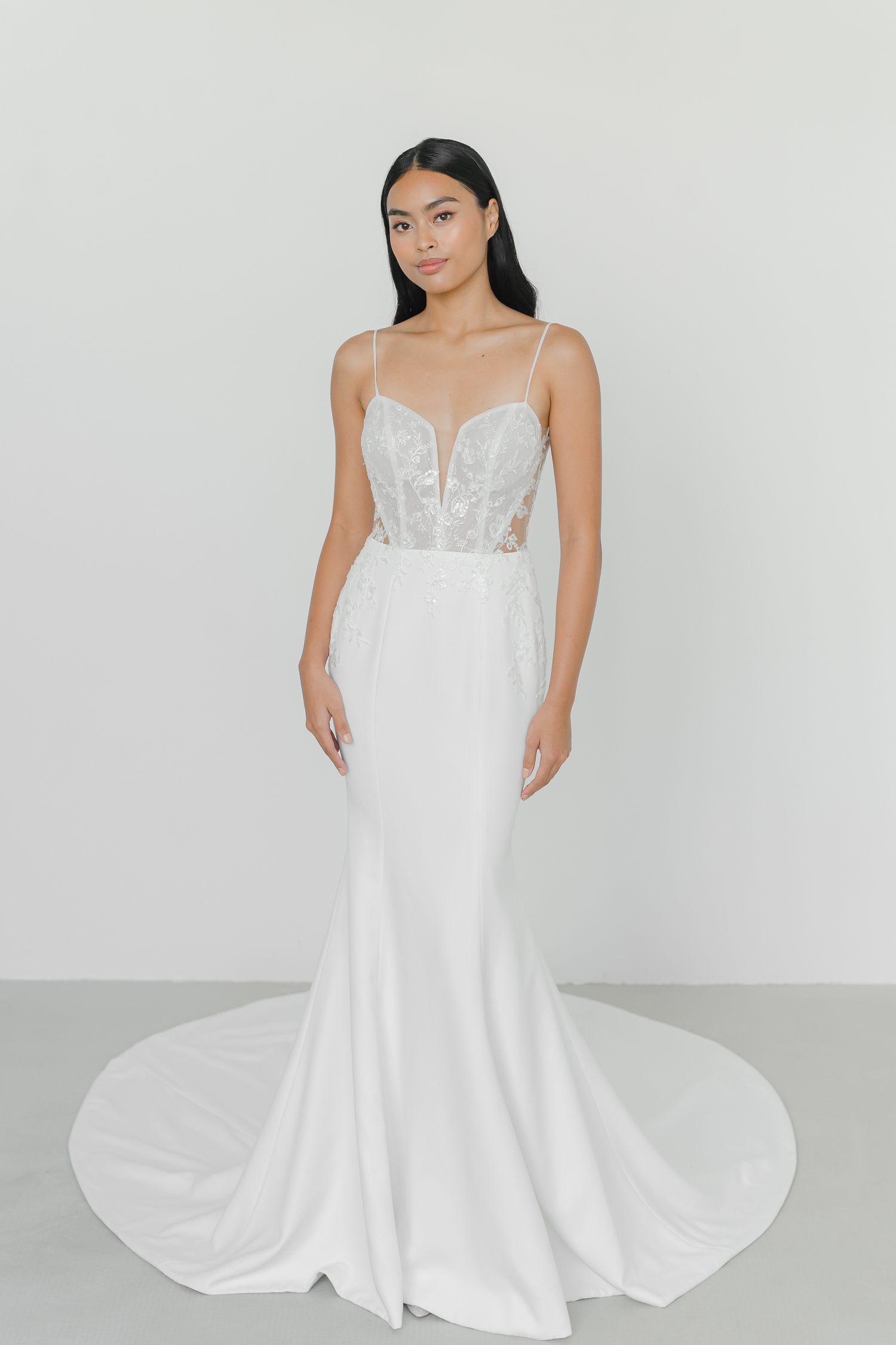 Natalie bridal gown featuring delicate floral lace and soft tulle