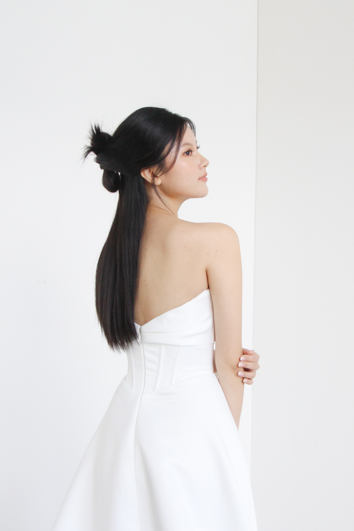 Rosalie bridal gown back view with a sleek contemporary design