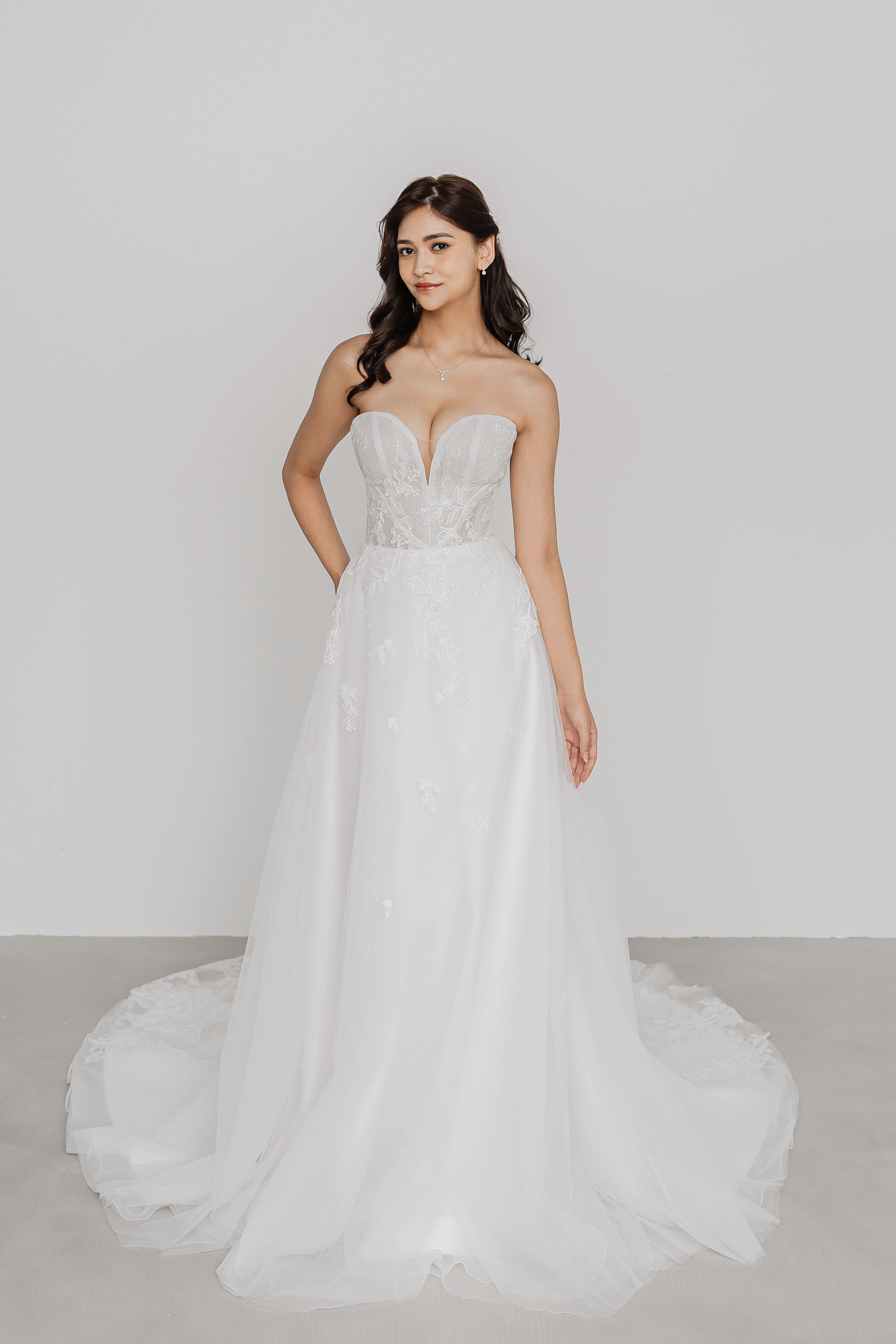 Trudy bridal gown featuring a romantic A-line silhouette