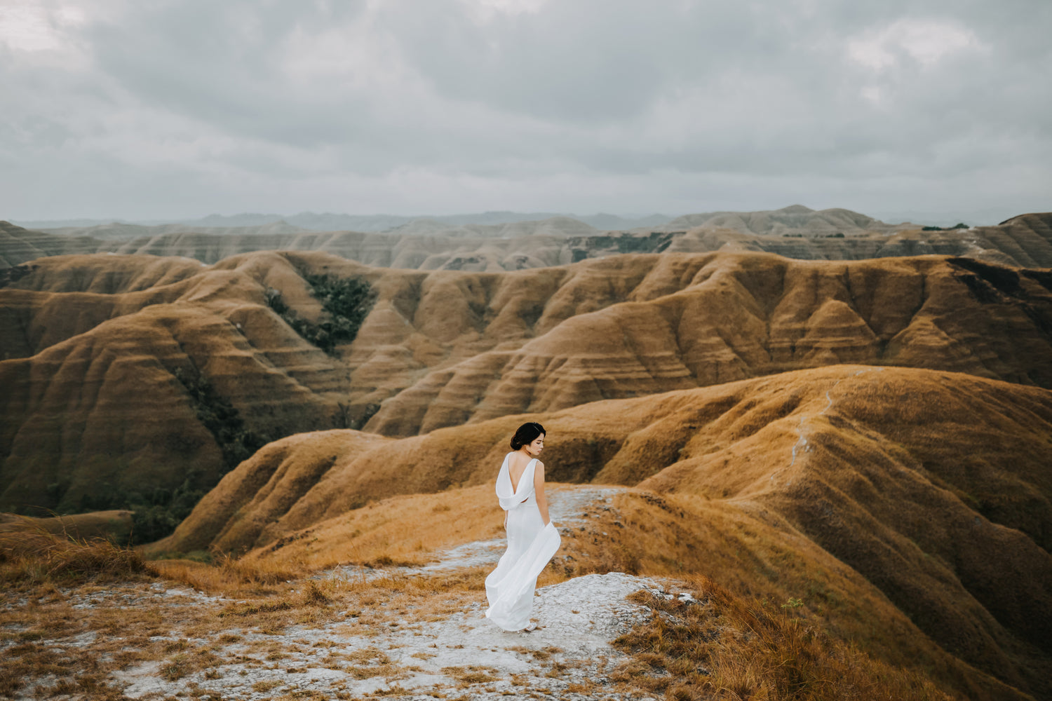 Bride wearing a locally designed wedding dress by WeddingCrafters bridal studio in Singapore