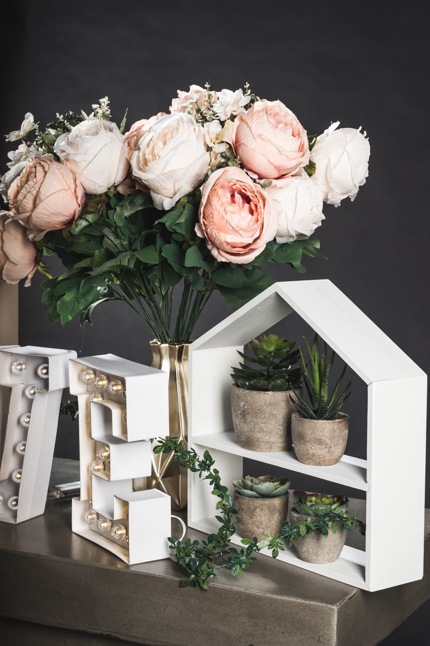 Wedding Prop Set D arranged as a romantic wedding reception display