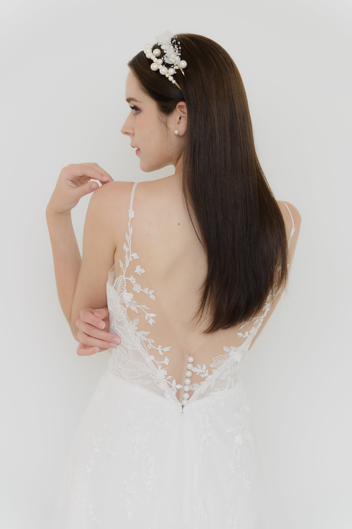 Abigail bridal gown back view with an elegant V-back