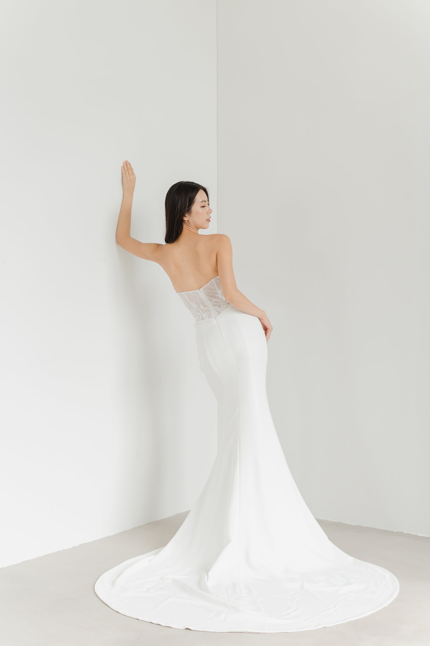 Benetta wedding dress back view with an elegant fitted silhouette