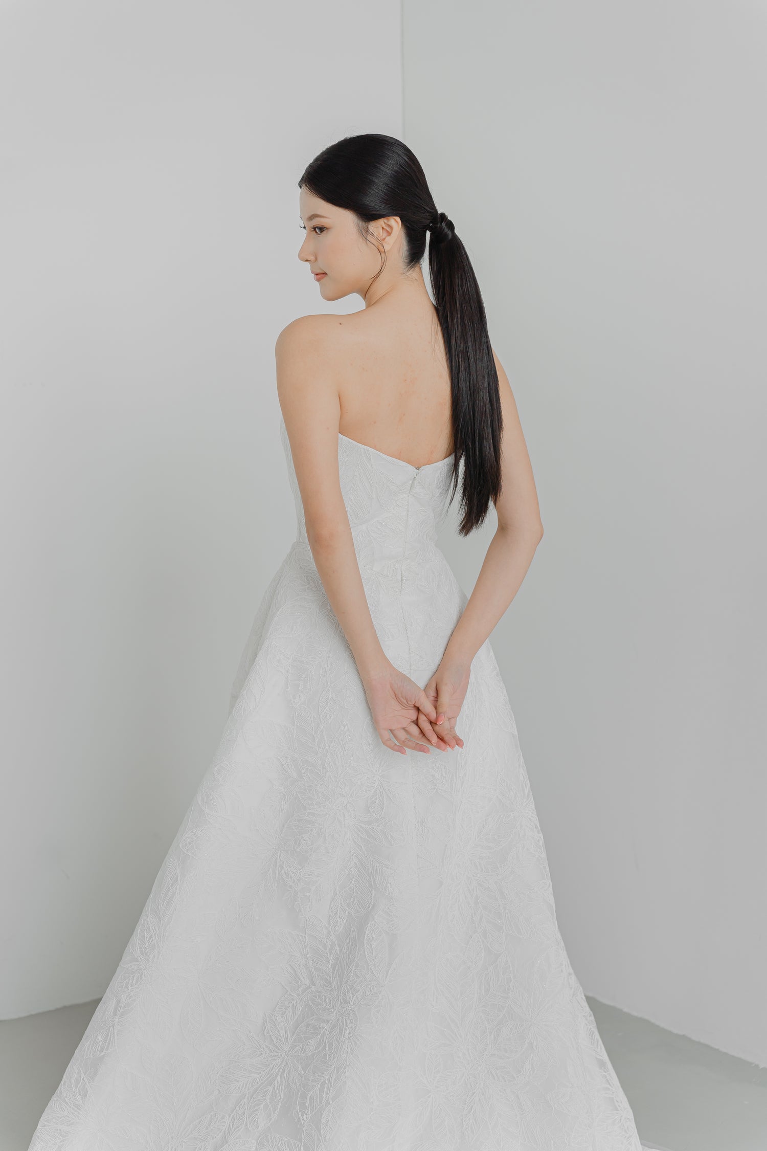 Dakota bridal gown back view with a clean contemporary design