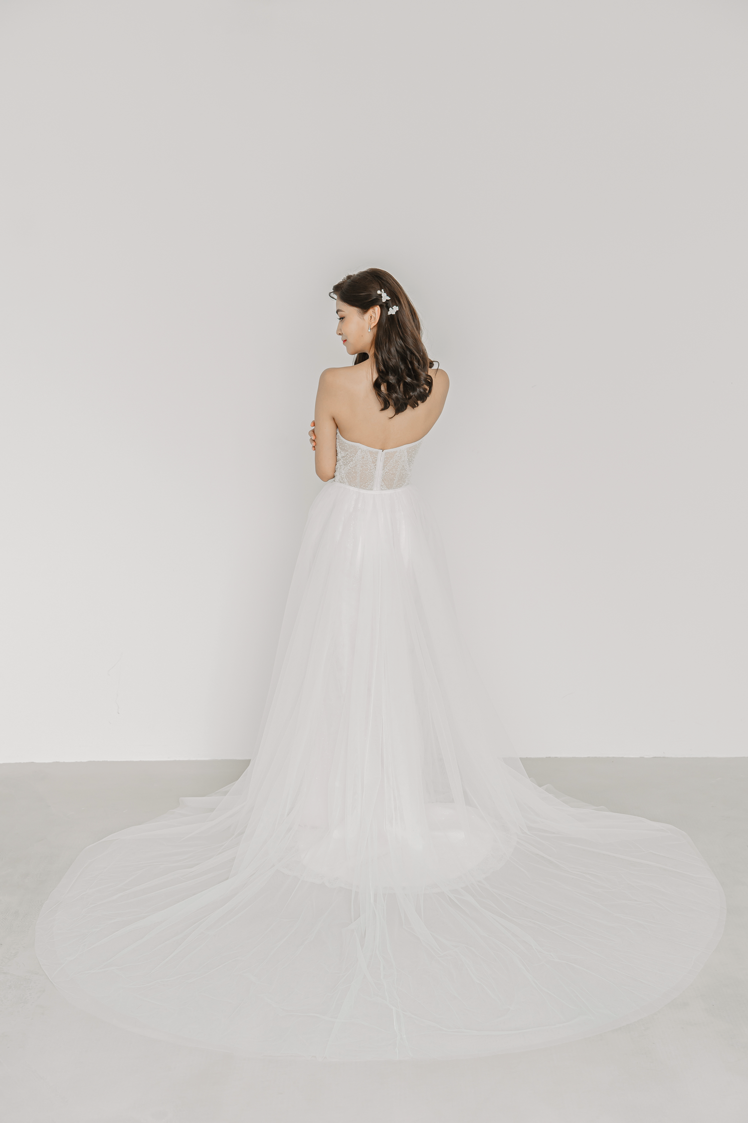 Etta bridal gown back view with an elegant train