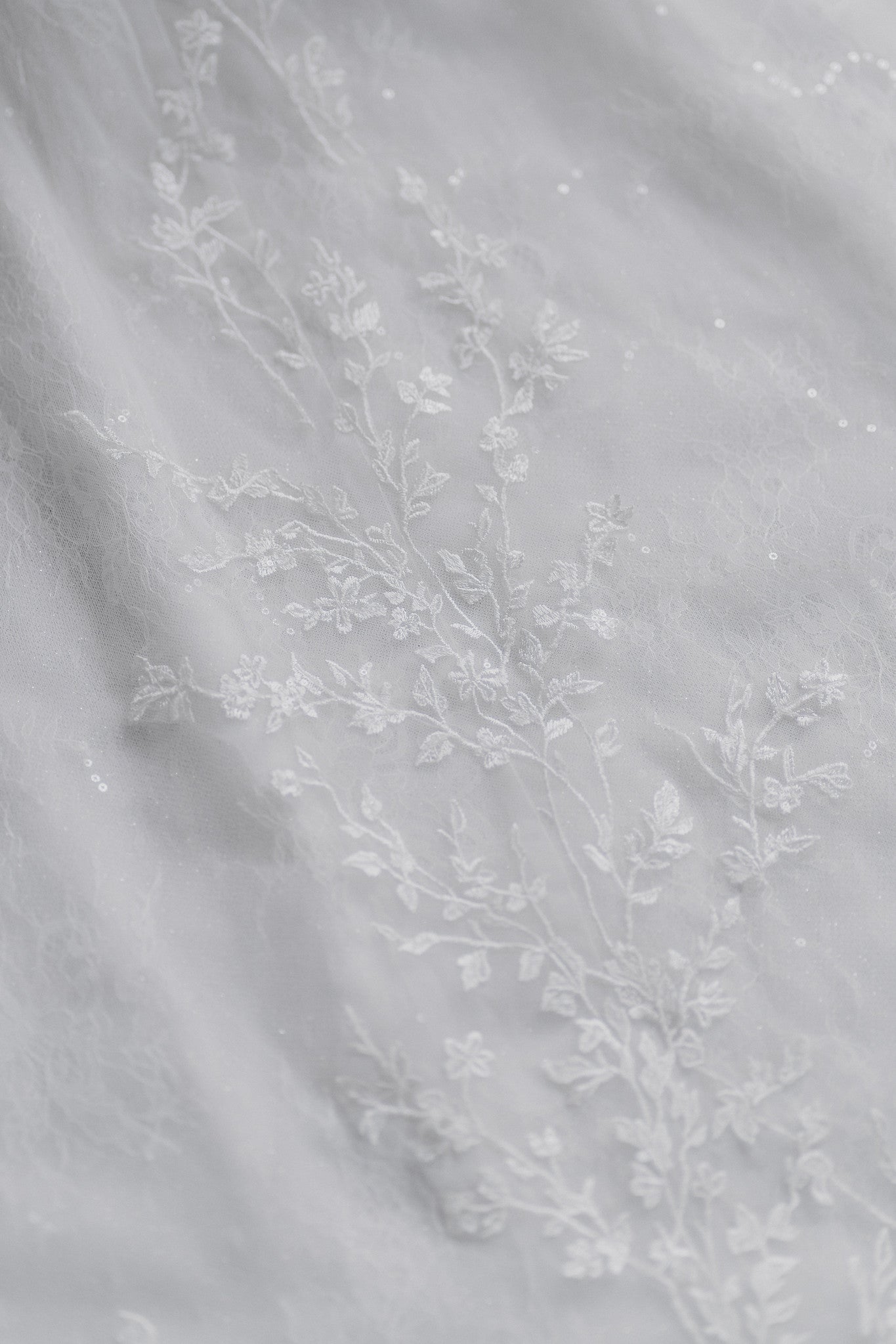 Close-up of Franca wedding dress with delicate all-over lace