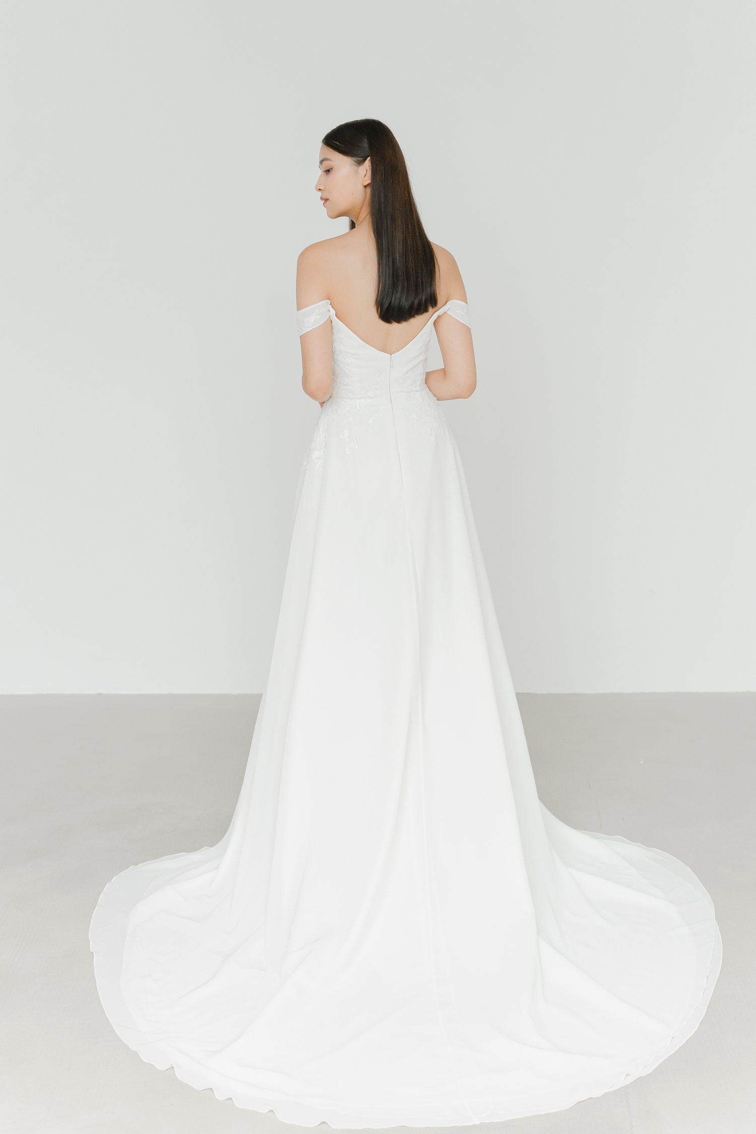 Jolie wedding dress back view with clean minimalist design