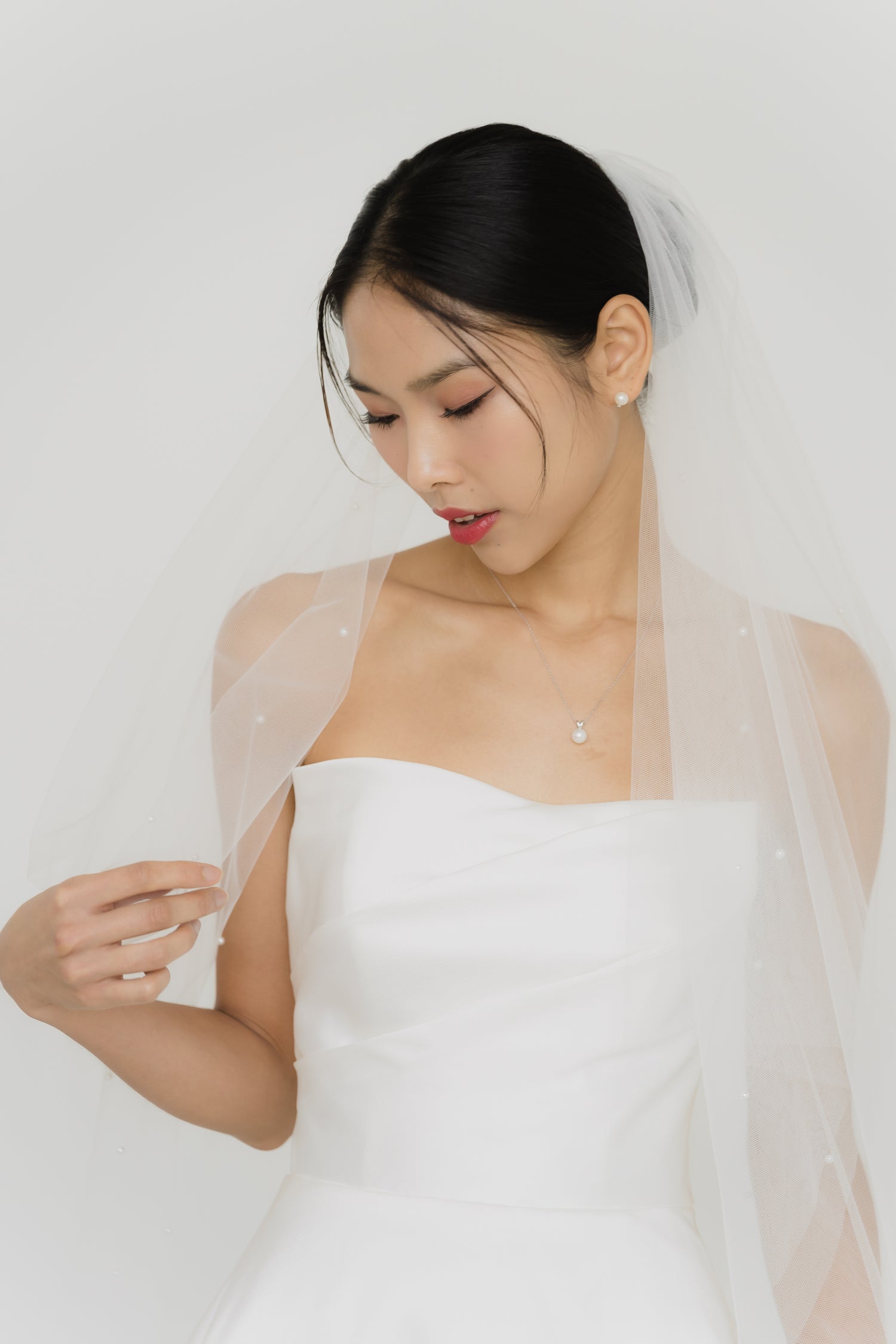 Close-up of Kendra wedding dress highlighting the luxurious mikado fabric