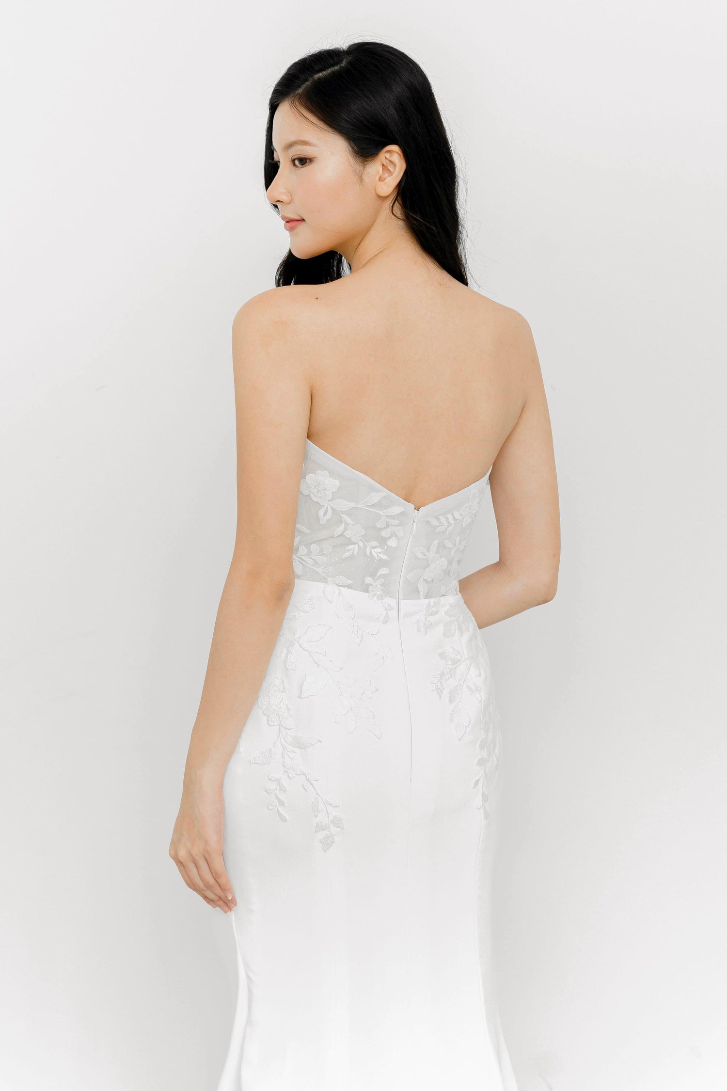 Nerissa bridal gown back view with a clean minimalist design
