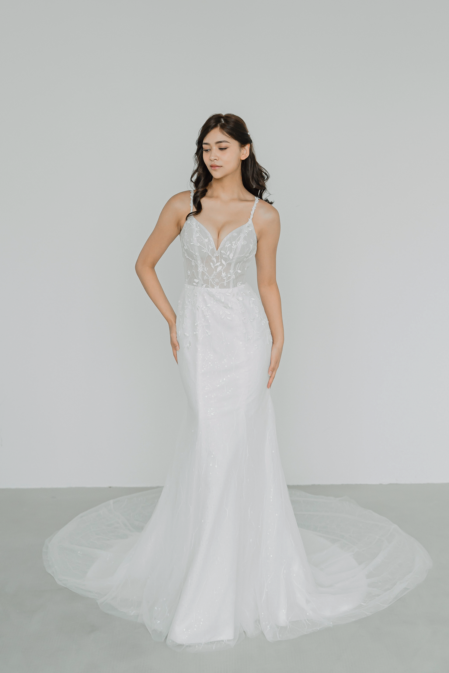 Sammi bridal gown featuring shimmering sequinned tulle and a soft mermaid silhouette