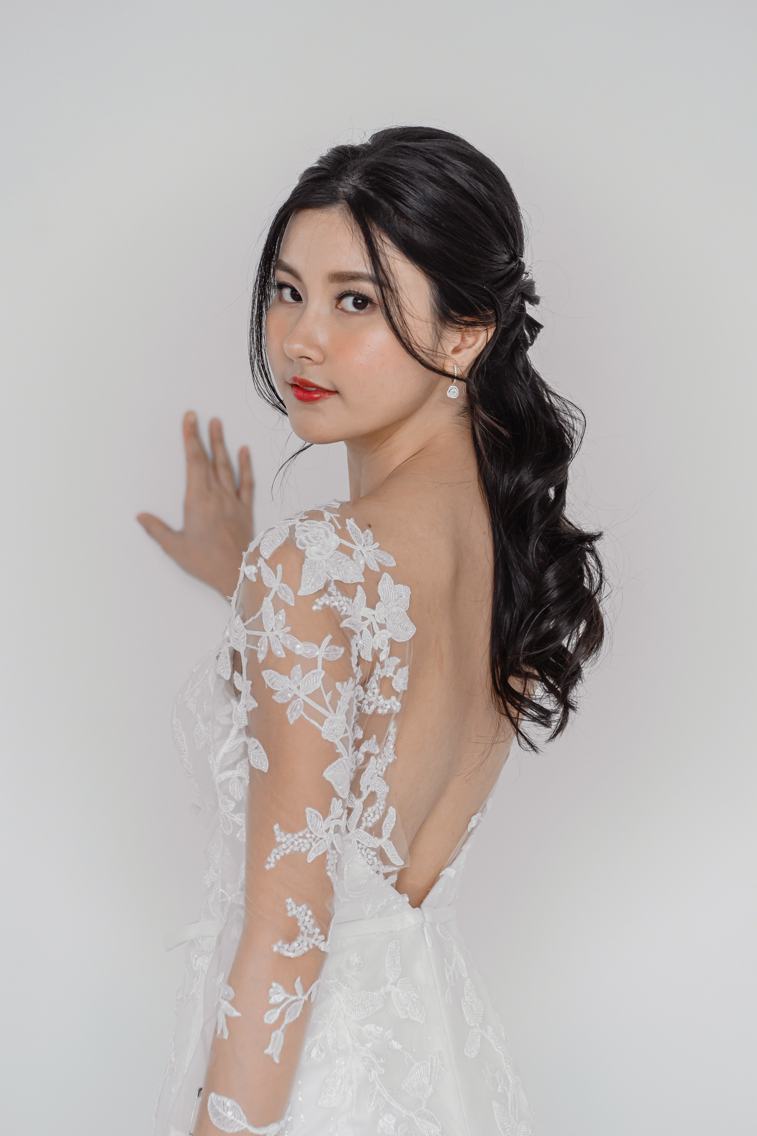 Stefani bridal gown back view with a graceful low V-back